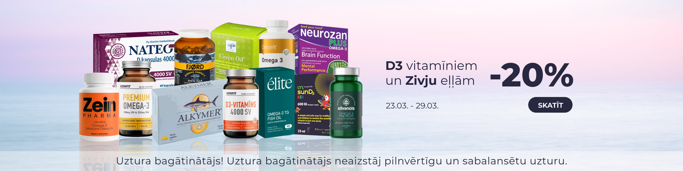 D vitamīniem un zivju eļļām -20%