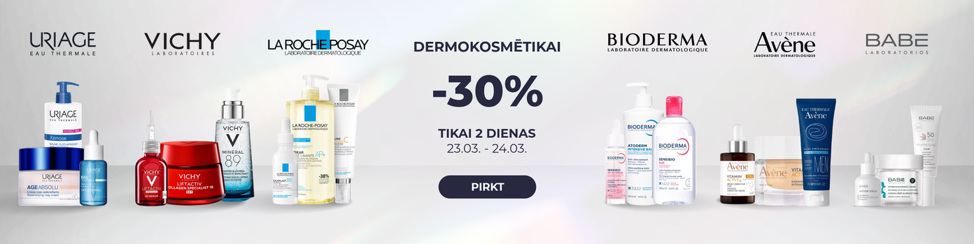 Dermokosmētikai -30% tikai 2 dienas.