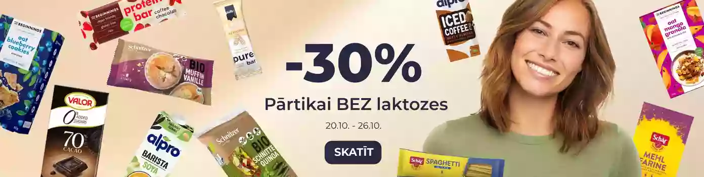 -30% Pārtikai bez laktozes.
