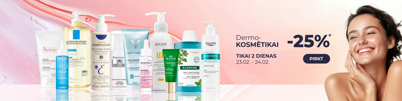 Dermo kosmētikai -25%. Tikai 2 dienas!