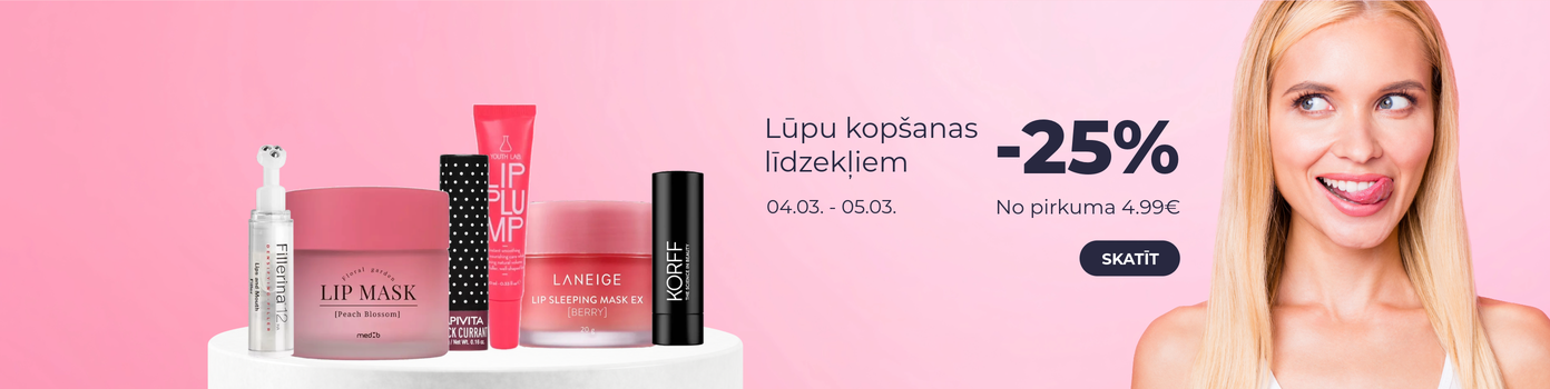 -25% Lūpu kopšanas kosmētikai no 4,99 Euro