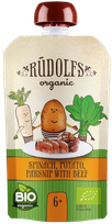 RŪDOLFS Spināti, Kartupelis, Pastinaks Ar Jaunlopu BIO 6+ biezenis, 110 g
