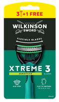 WILKINSON SWORD Xtreme 3 Sensitive Men's (3+1) vienreizlietojamie skuvekļi, 4 gab.