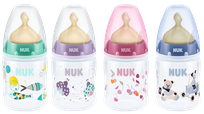 NUK First Choice ar lateksa knupīti (0-6mēn.), 150 ml pudelīte, 1 gab.