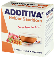 ADDITIVA smiltsērkšķis C vitamīns + cinks + D3 vitamīns karstais dzēriens, 10 gab.