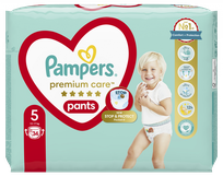 PAMPERS Premium Care 5 (12-17 kg) autiņbiksītes, 34 gab.