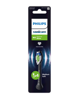 PHILIPS Sonicare Optimal White (melni) elektriskās zobu birstes uzgaļi, 4 gab.