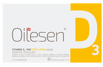 OILESEN  VITAMĪNS D3 1000SV mīkstās kapsulas, 80 gab.