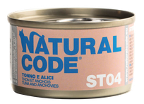 NATURAL CODE Steril 04 Tuncis Un Anšovi konservi kaķiem, 85 g