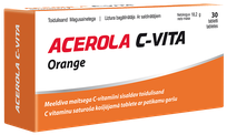 VITABALANS Acerola C-Vita Apelsīns košļājamās tabletes, 30 gab.
