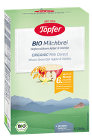 TOPFER Ābolu Un Vaniļas Bio auzu pārslu piena no 6 mēn. biezputra, 200 g