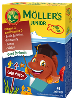 MOLLERS Junior (kolas garša) želejas zivtiņas, 45 gab.