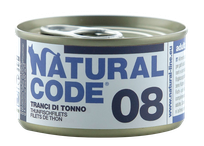 NATURAL CODE 08 Tunča Šķēles konservi kaķiem, 85 g