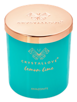 CRYSTALLOVE Amazonite Soy Candle & Lemon Lime aromātiskā svece, 400 g