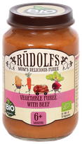 RŪDOLFS Dārzeņi Ar Jaunlopa Gaļu BIO 6+ biezenis, 190 g