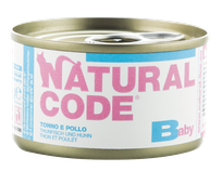 NATURAL CODE Baby Kitten Tuncis Un Vista mitrā barība, 85 g