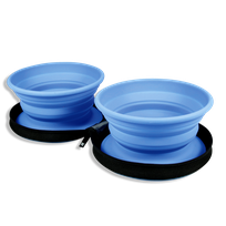 KIWI WALKER ceļojumu Double Bowl, zila bļoda, 1 gab.