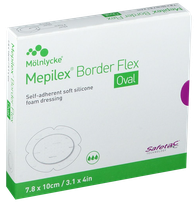 MEPILEX  Border Flex Oval 7.8 x 10 cm brūču pārsējs, 5 gab.