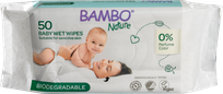 BAMBO NATURE Nature Biodegradable mitrās salvetes, 50 gab.