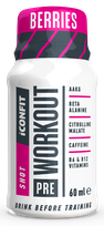 ICONFIT  Pre Workout Shot Berries pudelīte, 60 ml