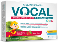 VOCAL  KIDS ar zemeņu garšu košļājamās pastilas, 24 gab.