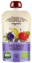 RŪDOLFS Ābolu, Banānu, Melleņu BIO 4+ biezenis, 110 g