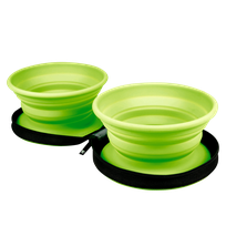 KIWI WALKER Double Bowl, Zaļa, Ceļojumu bļoda, 1 gab.