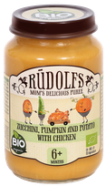 RŪDOLFS Cukīni, Ķirbis Un Kartupeļu Biezenis Ar Vistu BIO 6+ biezenis, 190 g