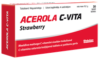 VITABALANS Acerola C-Vita Strawberry košļājamās tabletes, 30 gab.