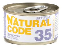 NATURAL CODE 35 Tuncis Un Papaija konservi kaķiem, 85 g