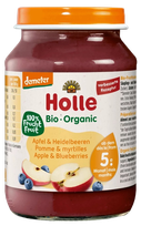 HOLLE (no 5 mēnešu vecuma) Ābolu un melleņu biezenis, 190 g