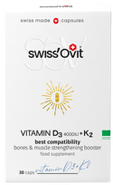 SWISS OVIT Vitamin D3 4000 IU +K2 kapsulas, 30 gab.