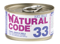 NATURAL CODE 33 Tuncis, Jūras karūsa, Āboli konservi kaķiem, 85 g