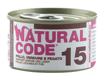 NATURAL CODE 15 Vista, Dārzeņi Un Aknas konservi kaķiem, 85 g