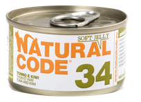 NATURAL CODE 34 Tuncis un Kivi konservi kaķiem, 85 g