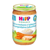 HIPP rīsi ar burkāniem un bioloģiski audzētu tītaru, 8 mēn. biezenis, 220 g