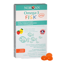 NORSAN Omega-3 Fisk Jelly Ar Zemeņu Un Citronu Garšu želejas konfektes, 45 gab.