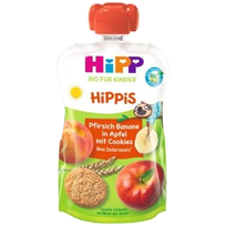 HIPP ābolu, persiku, banānu, no 1gada biezenis, 100 g
