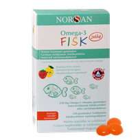 NORSAN Omega-3 Fisk Jelly Ar Zemeņu Un Citronu Garšu želejas konfektes, 120 gab.