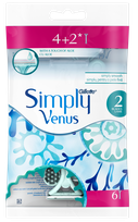 GILLETTE Simply Venus 2 vienreizlietojamie skuvekļi, 6 gab.