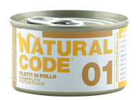 NATURAL CODE 01 Vistas fileja konservi kaķiem, 85 g