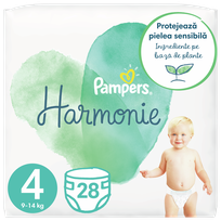 PAMPERS Harmonie 4 (9-14 kg) autiņbiksītes, 28 gab.
