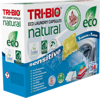 TRI-BIO Natural Sensitive kapsulas veļas mazgāšanai, 14 gab.