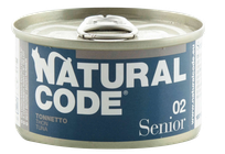NATURAL CODE Senior 02 Tuncis konservi kaķiem, 85 g