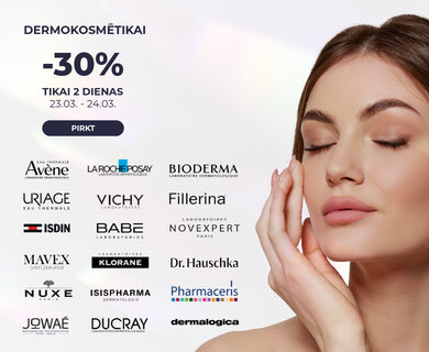Dermokosmētikai -30% tikai 2 dienas.