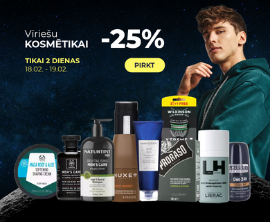 -25% Vīriešu kosmētikai.