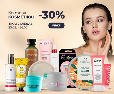 Tikai 2 diena ķermeņa kosmētikai -30%.