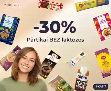 -30% Pārtikai bez laktozes.