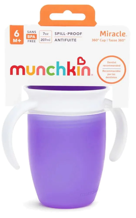MUNCHKIN 6m+ Miracle 360 Violet mācību krūzīte, 207 ml