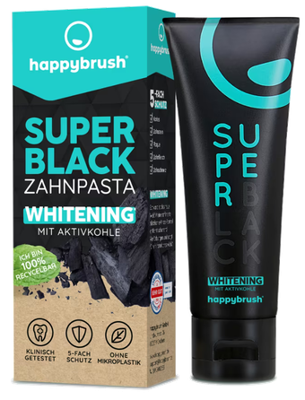 HAPPYBRUSH SuperBlack zobu pasta, 75 ml